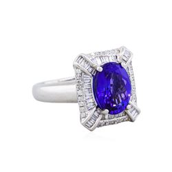 14KT White Gold 3.89ct Tanzanite and Diamond Ring