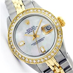 Womens Rolex Two-Tone Baguette Diamond DateJust Wristwatch