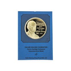 Calvin Coolidge Foundation Sterling Silver Proof Medal