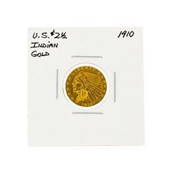 1910 $2 1/2 Indian Head Quarter Eagle Gold Coin