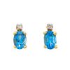 Image 1 : 14KT Yellow Gold Blue Topaz and Diamond Earrings