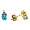 Image 2 : 14KT Yellow Gold Blue Topaz and Diamond Earrings