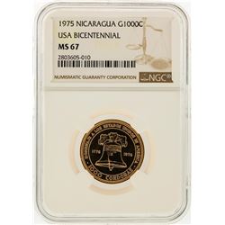 1975 1000C Nicaragua USA Bicentennial Gold Coin NGC Graded MS67