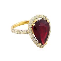 14KT Yellow Gold 5.43ct Ruby and Diamond Ring