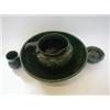 Image 1 : A BRANNAM ART POTTERY PART WASH SET, 20th Century, wash bowl, jug, soap, dish and vase, holly gre...