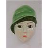A CROWN DEVON WALL MASK, 1930's lady with green hat, decorated by Dorothy Ann, height 18cm  £30-5...
