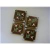 A SET OF FOUR MINTON HOLLINS ENCAUSTIC FLOOR TILES, late 19th Century, stylized botanical subject...