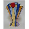 Image 1 : A BRIAN WOOD ART DECO STYLE VASE, of stepped, tapered form, 'New York' pattern, signature to base...