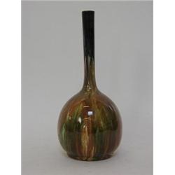 A BRETBY ART POTTERY BOTTLE VASE, late 19th Century, ochre drip glazes, impressed marks and No.15...