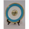 A MINTONS CABINET PLATE, late 19th Century, circular painted view of a ruin, raised gilt and turq...