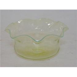 A VASELINE GLASS FINGER BOWL, wavy rim, diameter 12cm  £30-40...