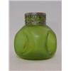 Image 1 : AN ARTS AND CRAFTS IRIDESCENT GREEN GLASS VASE, early 20th Century, (possibly Powell) tendril pie...