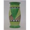 Image 1 : A CLARICE CLIFF 'KILLARNEY' PATTERN VASE, No.265, geometric design in green, printed marks, heigh...
