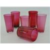 Image 1 : A MATCHED SERIES OF SIX RUBY GLASS BEAKERS, height of tallest 9cm (6)  £30-40...