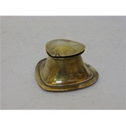 AN ARTS AND CRAFTS BRASS INK POT, heart shape, length 9cm  £20-30...