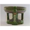 Image 1 : A FIN DE SIECLE ART POTTERY COMPORT, circular bowl on three stylized supports, olive and green gl...