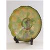 Image 1 : A GREEN CARNIVAL GLASS DISH, Fenton Vintage leaf, diameter 17cm  £20-30...