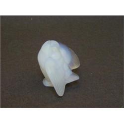 A SABINO OPALESCENT GLASS PAPERWEIGHT, sparrow, moulded 'Sabino, France', height 8cm  £30-50...