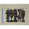 Image 1 : DUBUFFET, JEAN, (1901-1985) a screenprint in colours, 'Masques' five tribal heads on a rainbow gr...