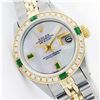 Image 1 : Womens Rolex Two-Tone Baguette Emerald DateJust Wristwatch
