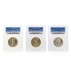 Set of (3) 1946-D-S Walking Liberty Half Dollar PCGS Graded Coins