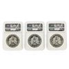 Image 2 : Set of (3) 1986-1988 $1 Silver Eagle Coins NGC Graded MS69