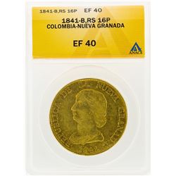1841-B Colombia-Nueva Granada 16 Pesos Gold Coin ANACS EF40