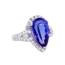 Platinum GIA 8.24ct Tanzanite and Diamond Ring