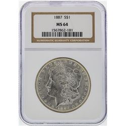 1887 $1 Morgan Silver Dollar NGC Graded MS64