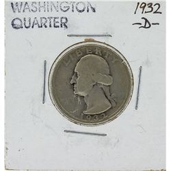 1932-D Washington Quarter Key Date Silver Coin