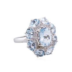 14KT White Gold 5.15ctw Aquamarine and Diamond Ring