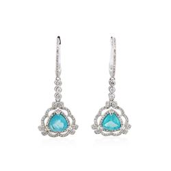 14KT White Gold 2.12ctw Apatite and Diamond Dangle Earrings