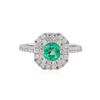 Image 2 : 14KT White Gold 0.62ctw Emerald and Diamond Ring