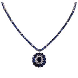 14KT White Gold 36.03ctw Sapphire and Diamond Necklace