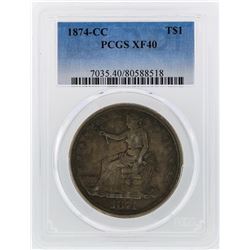 1874-CC $1 Silver Trade Dollar Coin PCGS XF40