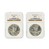 Image 1 : Set of (2) 1986-1987 $1 Silver Eagle Coins NGC Graded MS69