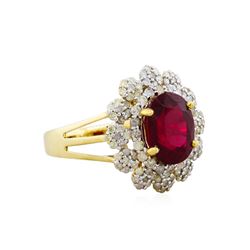 14KT Yellow Gold 3.95ct Ruby and Diamond Ring