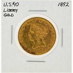 1892 $10 Liberty Head Gold Coin