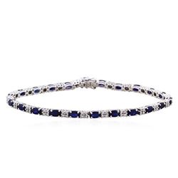 14KT White Gold 5.51ctw Sapphire and Diamond Bracelet