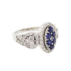 14KT White Gold 0.80ctw Sapphire and Diamond Ring