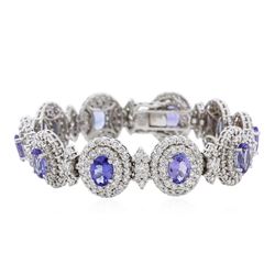 14KT White Gold 11.11ctw Tanzanite and Diamond Bracelet