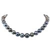 Image 1 : 14KT White Gold 12mm-15.5mm Tahitian Cultured Black Pearl Necklace