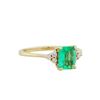 Image 1 : 14KT Yellow Gold 0.88ct Emerald and Diamond Ring