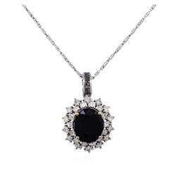 14KT White Gold 5.76ct Sapphire and Diamond Pendant With Chain