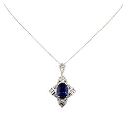 18KT White Gold 12.43ct Tanzanite and Diamond Necklace