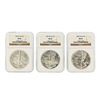 Image 1 : Set of (3) 1986-1988 $1 Silver Eagle Coins NGC Graded MS69