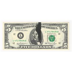 1981 $5 Federal Reserve Note ERROR Ink Smear