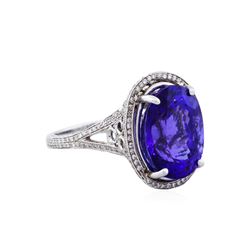 14KT White Gold 10.20ct Tanzanite and Diamond Ring