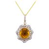 Image 1 : 14KT Yellow Gold 7.56ct Citrine and Diamond Pendant with Chain