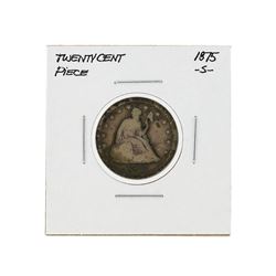 1875-S Twenty Cent Piece Seated Liberty Silver Coin